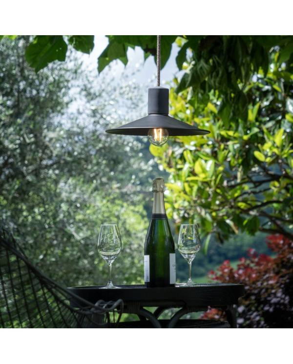 Outdoor-Elektrokabel mit Ummantelung aus natürlichem, braunen Leinen SN04, rund, UV-beständig - kompatibel mit Eiva Outdoor IP65