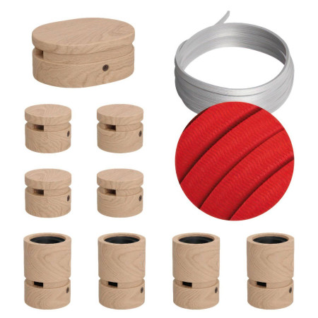 Symmetric-Kit des Filé-Systems - mit 5 m Kabel und 9 Zubehörteilen aus Holz für den Innenbereich - CM09