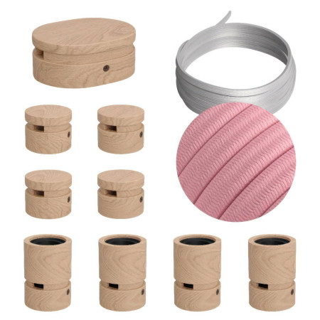 Symmetric-Kit des Filé-Systems - mit 5 m Kabel und 9 Zubehörteilen aus Holz für den Innenbereich - CM16
