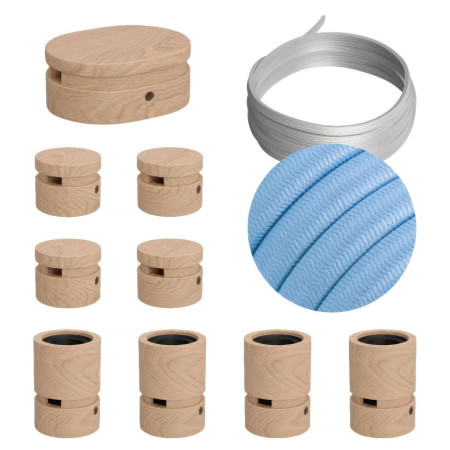 Symmetric-Kit des Filé-Systems - mit 5 m Kabel und 9 Zubehörteilen aus Holz für den Innenbereich - CM17