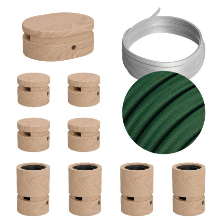 Symmetric-Kit des Filé-Systems - mit 5 m Kabel und 9 Zubehörteilen aus Holz für den Innenbereich - CM21