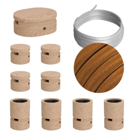 Symmetric-Kit des Filé-Systems - mit 5 m Kabel und 9 Zubehörteilen aus Holz für den Innenbereich - CM22