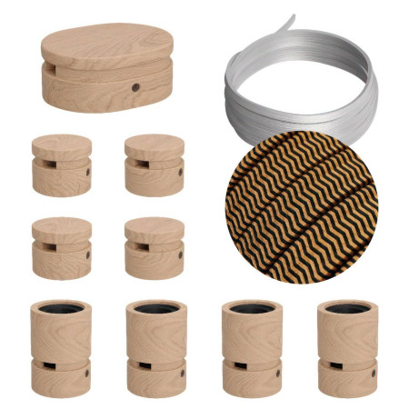 Symmetric-Kit des Filé-Systems - mit 5 m Kabel und 9 Zubehörteilen aus Holz für den Innenbereich - CZ22
