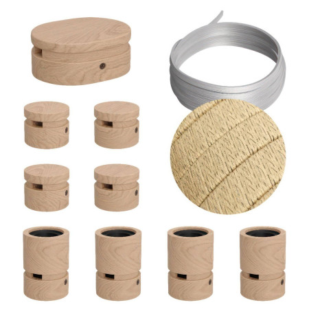 Symmetric-Kit des Filé-Systems - mit 5 m Kabel und 9 Zubehörteilen aus Holz für den Innenbereich - CN06