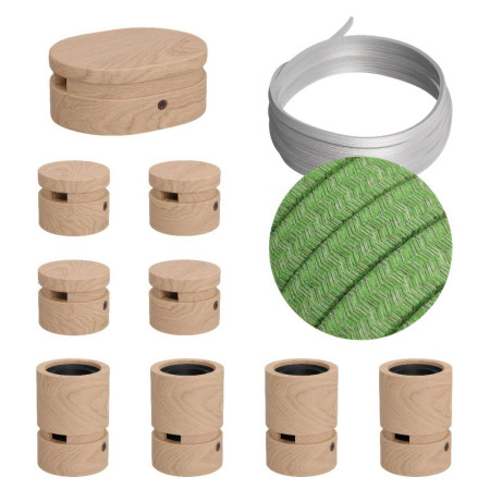 Symmetric-Kit des Filé-Systems - mit 5 m Kabel und 9 Zubehörteilen aus Holz für den Innenbereich - CX08