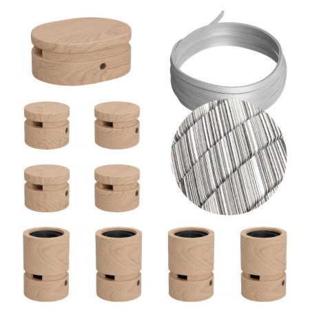 Symmetric-Kit des Filé-Systems - mit 5 m Kabel und 9 Zubehörteilen aus Holz für den Innenbereich - ECC37