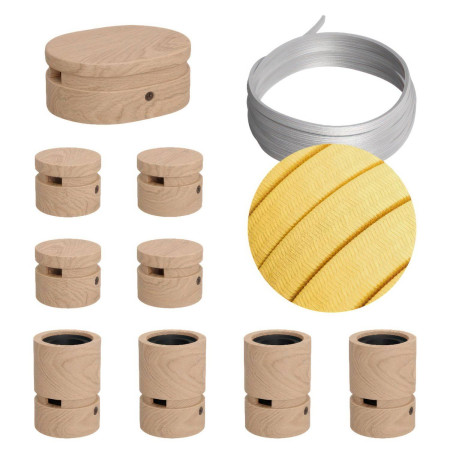 Symmetric-Kit des Filé-Systems - mit 5 m Kabel und 9 Zubehörteilen aus Holz für den Innenbereich - CM10
