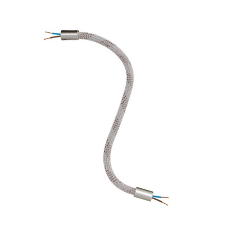 Kit Creative Flex flexibles gewebeummanteltes Kabelrohr, RM72 hell meliert mit Metallenden - Titan satiniert