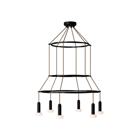 Deckenleuchte 3 Cage P-Light Dash mit 6 Aufhängungen - Schwarz