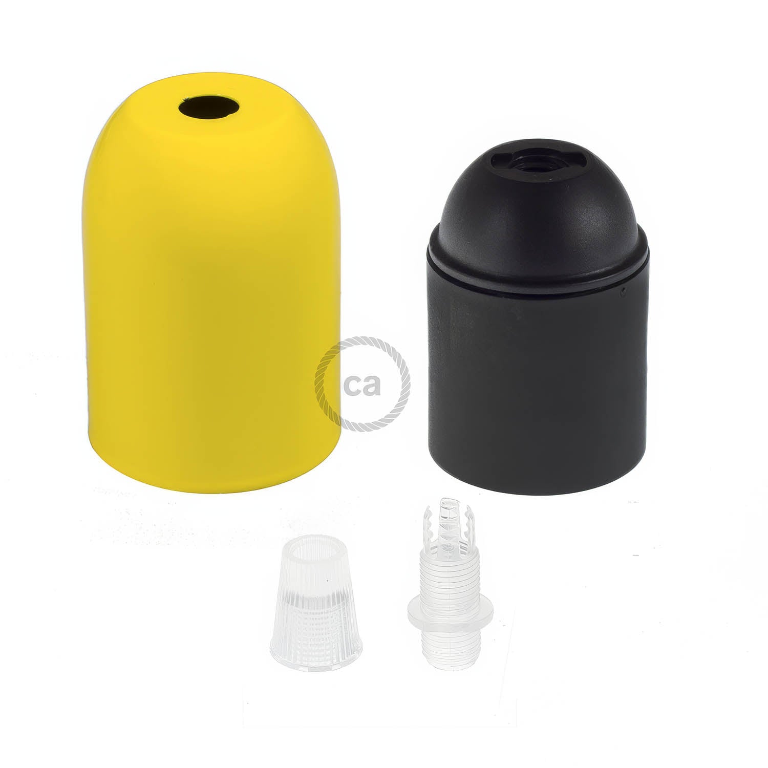 Kit portalampada E27 semisferico in metallo - Giallo