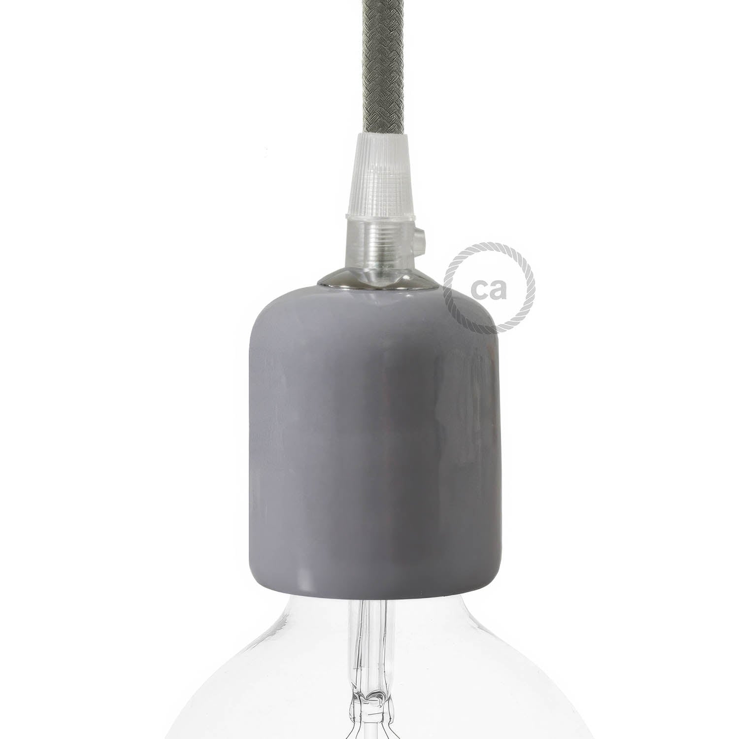 Kit portalampada E27 in ceramica - Grigio