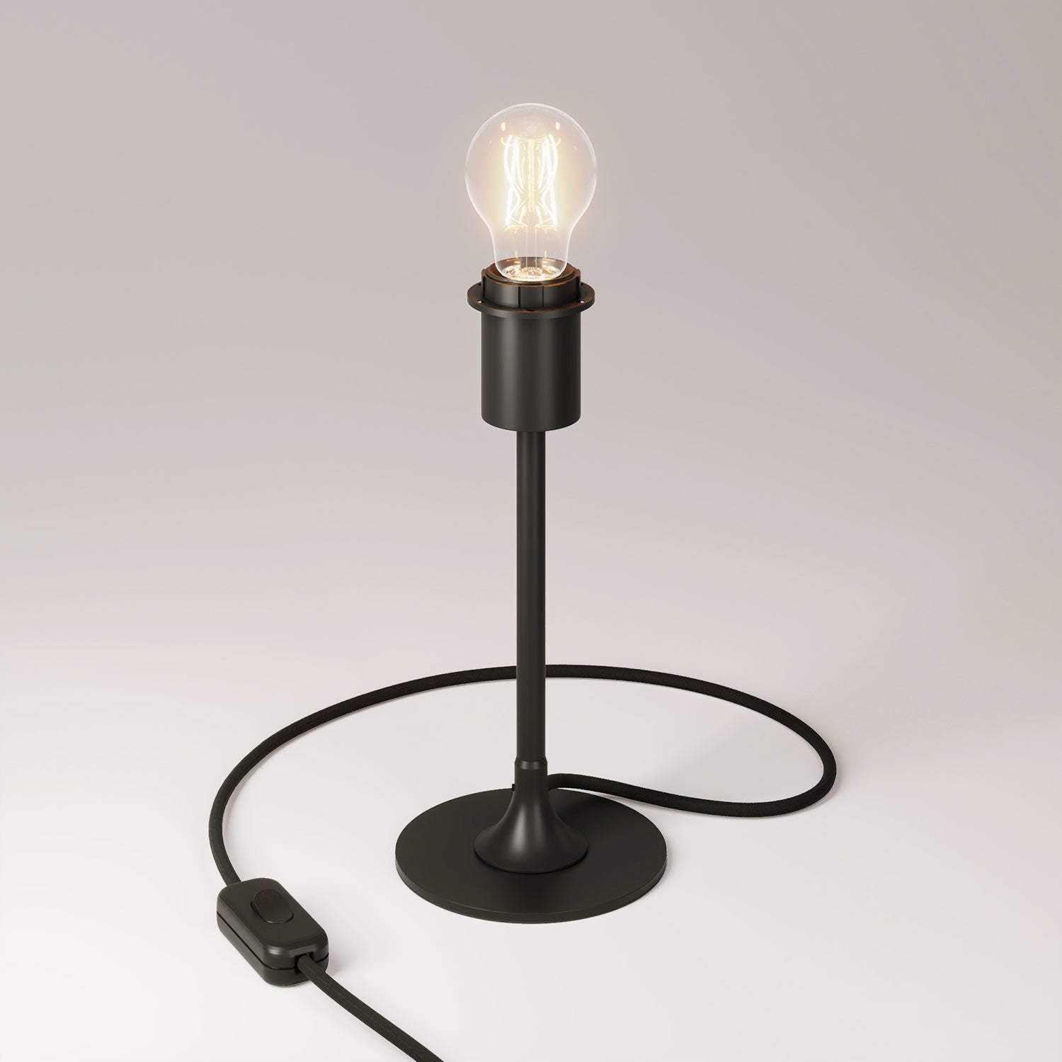 Lampada da tavolo MAG-Y con base metallica tonda e predisposizione per paralume - Nero