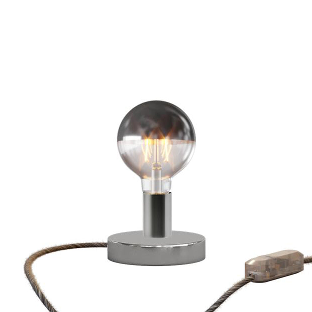 Lampada da tavolo Posaluce Half Cup in metallo - Cromo Dimmer