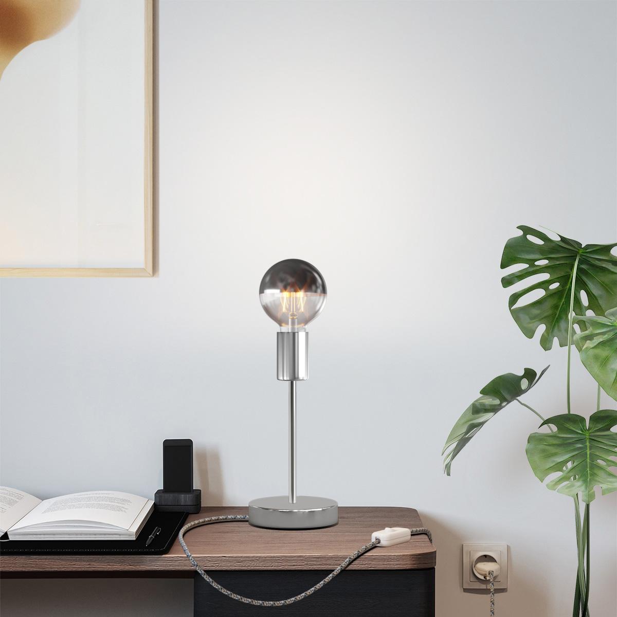Lampada da tavolo Alzaluce Half Cup in metallo - Cromo Interruttore