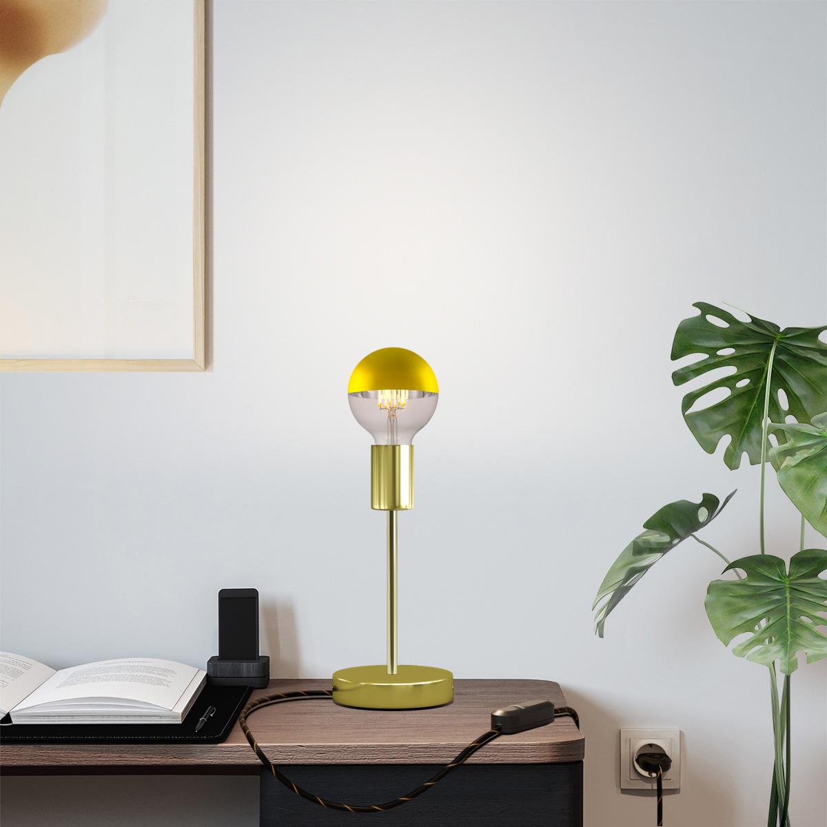 Lampada da tavolo Alzaluce Half Cup in metallo - Ottone Dimmer
