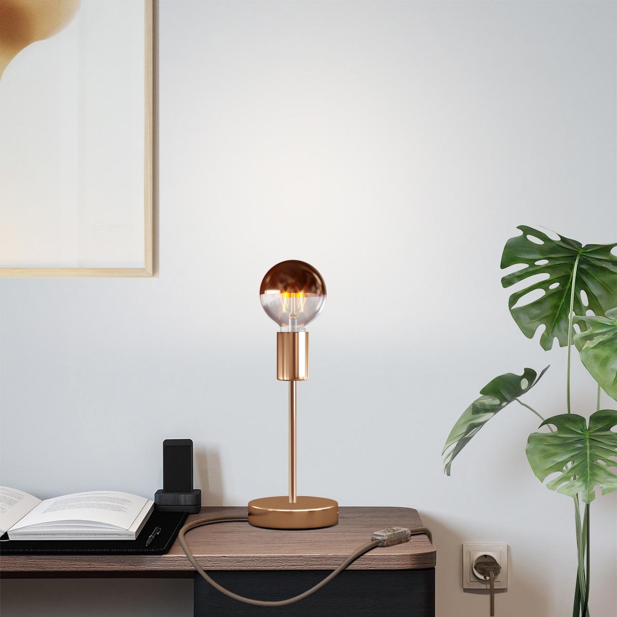 Lampada da tavolo Alzaluce Half Cup in metallo - Rame Interruttore