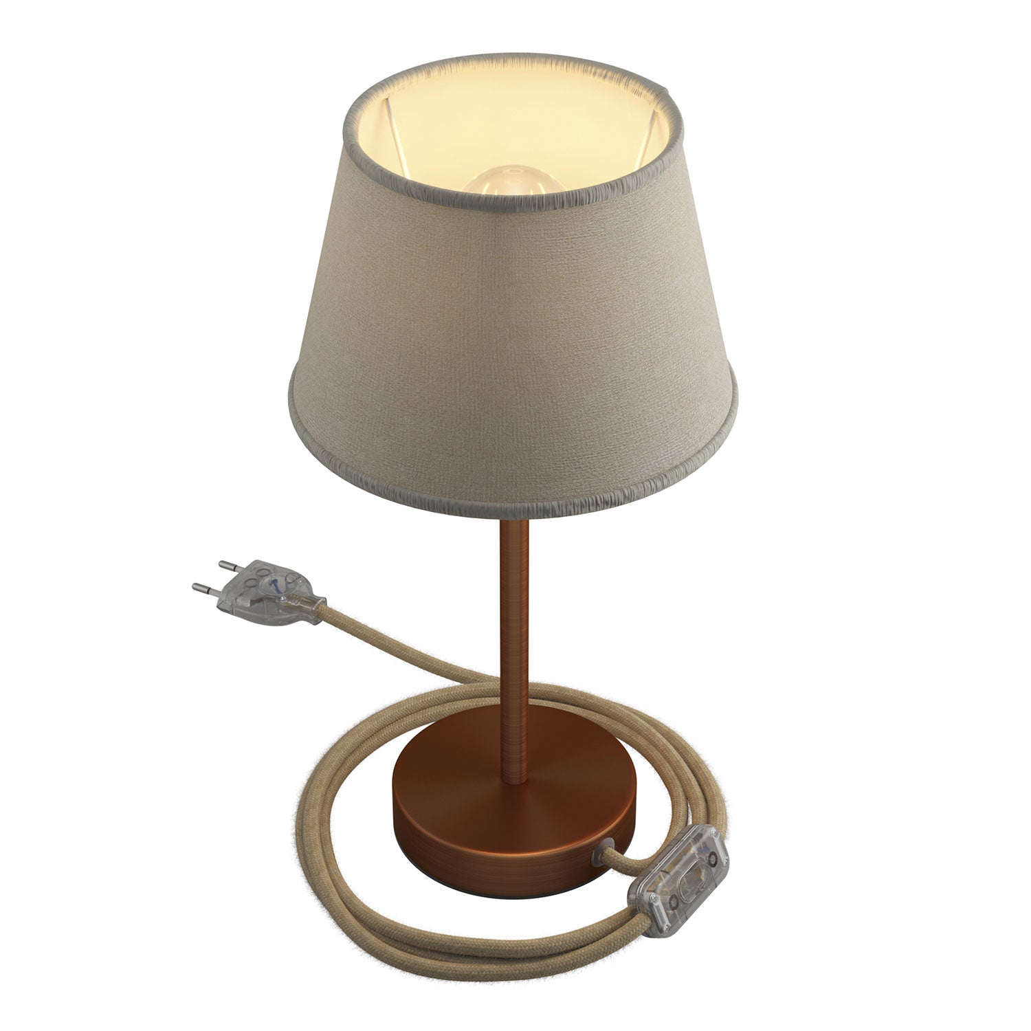 Alzaluce con paralume Impero, lampada da tavolo in metallo - Juta chiara 20 cm