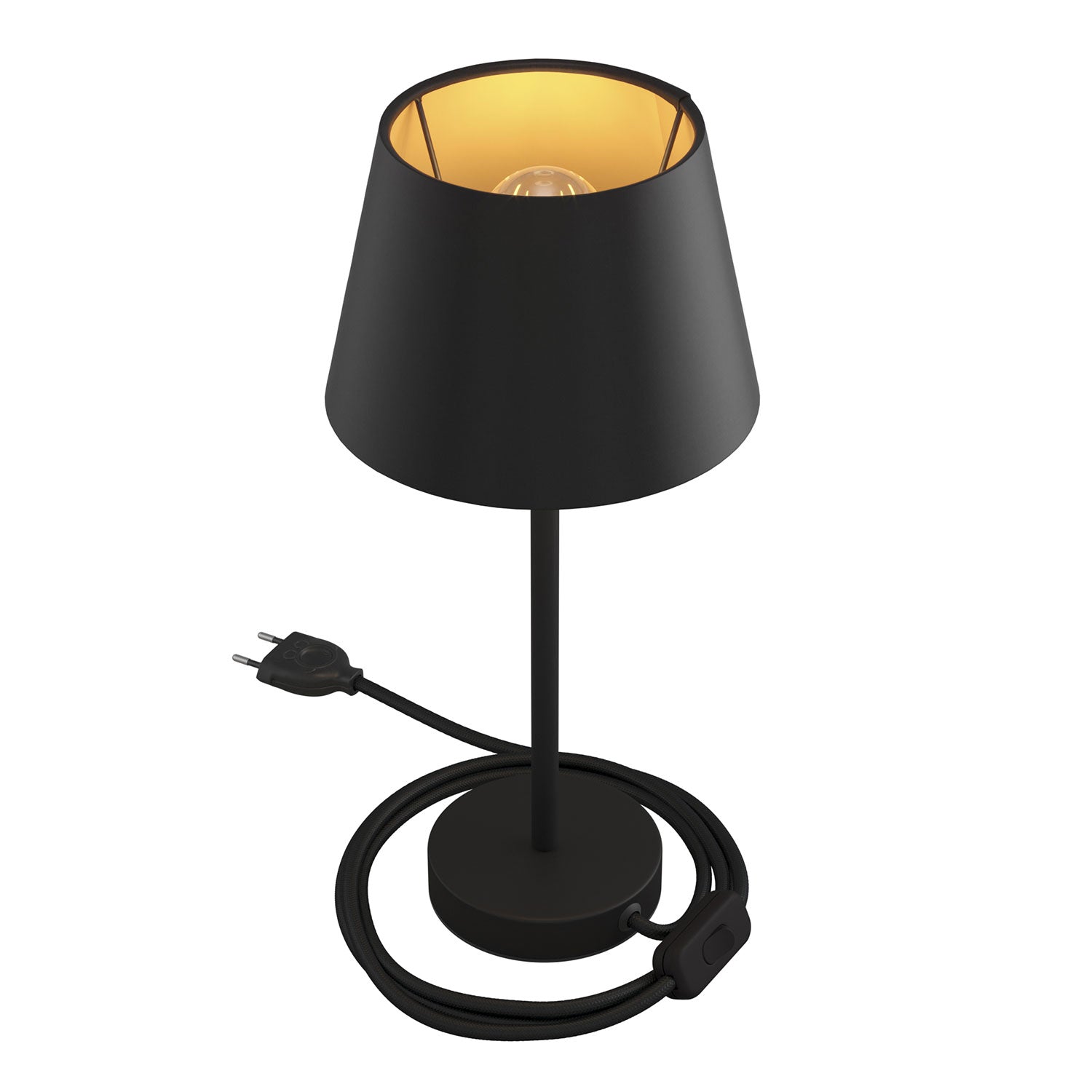 Alzaluce con paralume Impero, lampada da tavolo in metallo - Cinette nero 25 cm