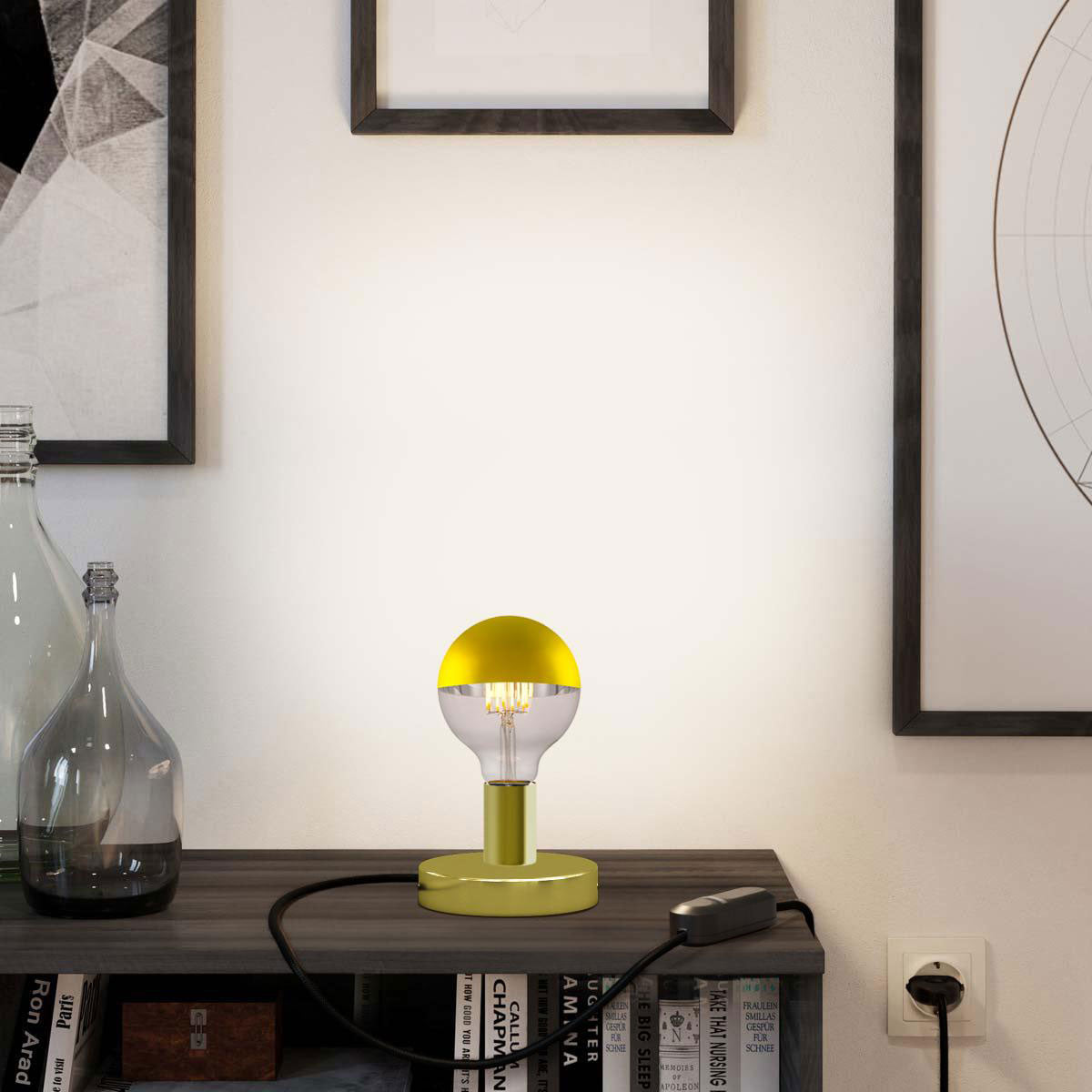 Lampada da tavolo Posaluce Half Cup in metallo - Ottone Dimmer