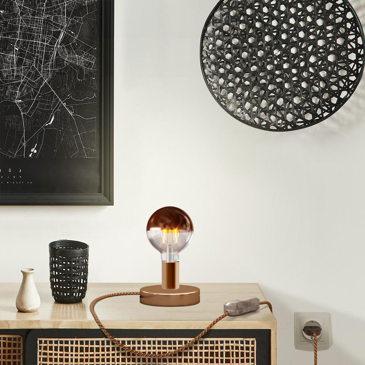 Lampada da tavolo Posaluce Half Cup in metallo - Rame Dimmer