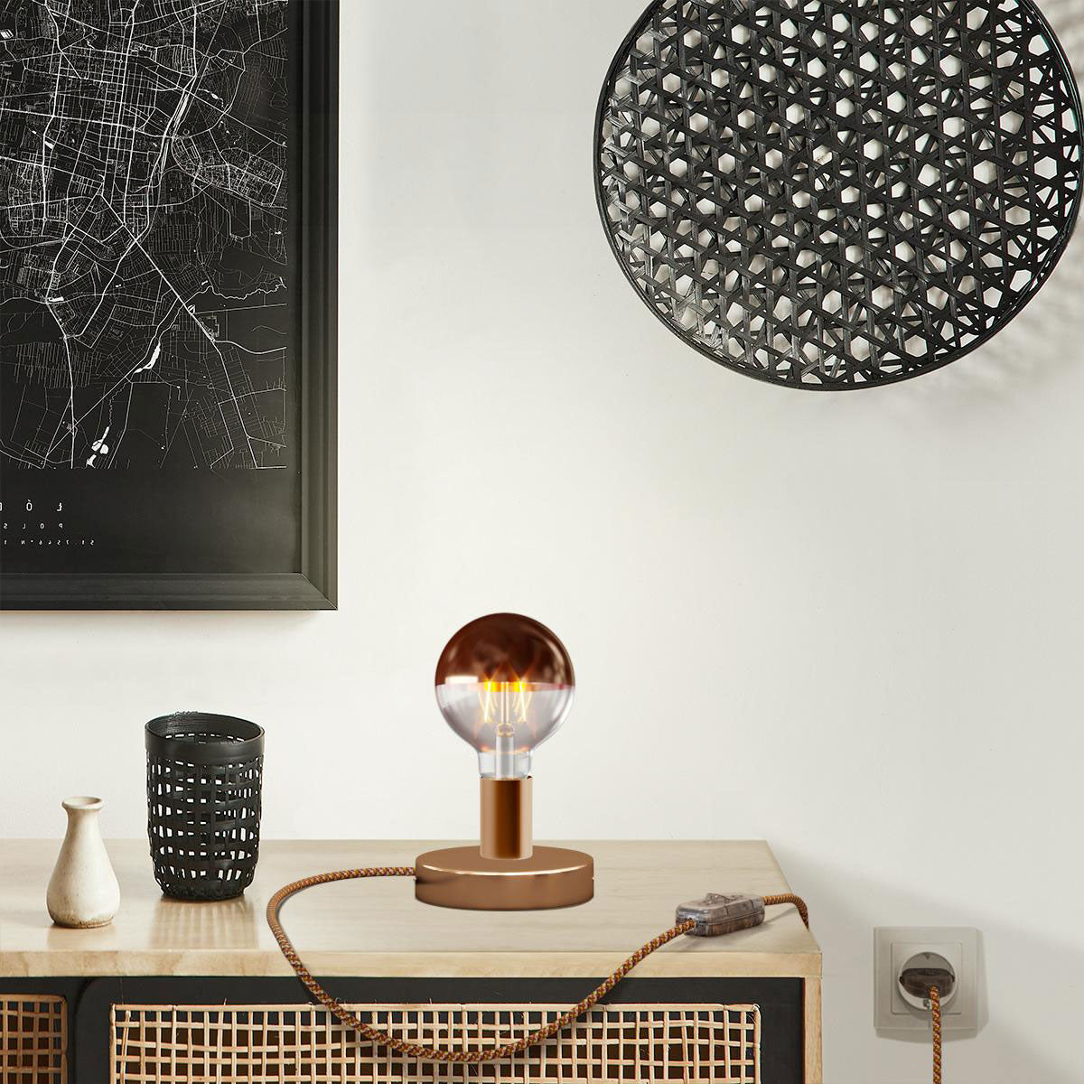 Lampada da tavolo Posaluce Half Cup in metallo - Rame Interruttore