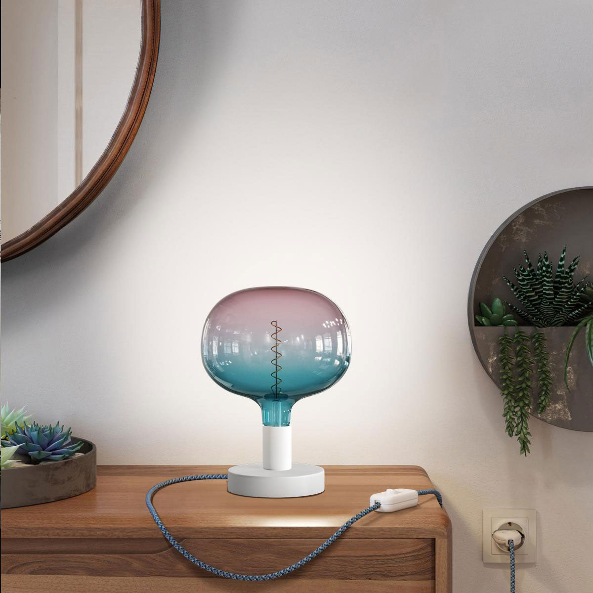 Lampada da tavolo Posaluce Cobble in metallo - Bianco opaco Interruttore