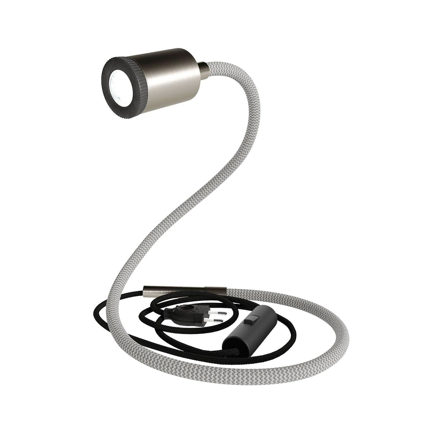 GU1d-one Lampada snodabile senza base con mini faretto LED - Titanio satinato