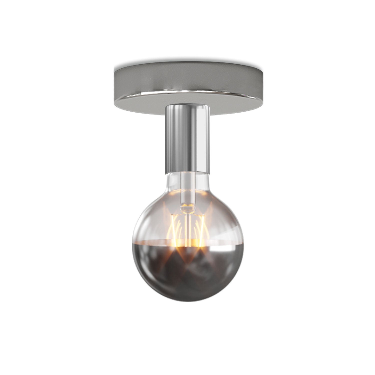 Lampada Fermaluce in metallo con lampadina Globo - Cromo