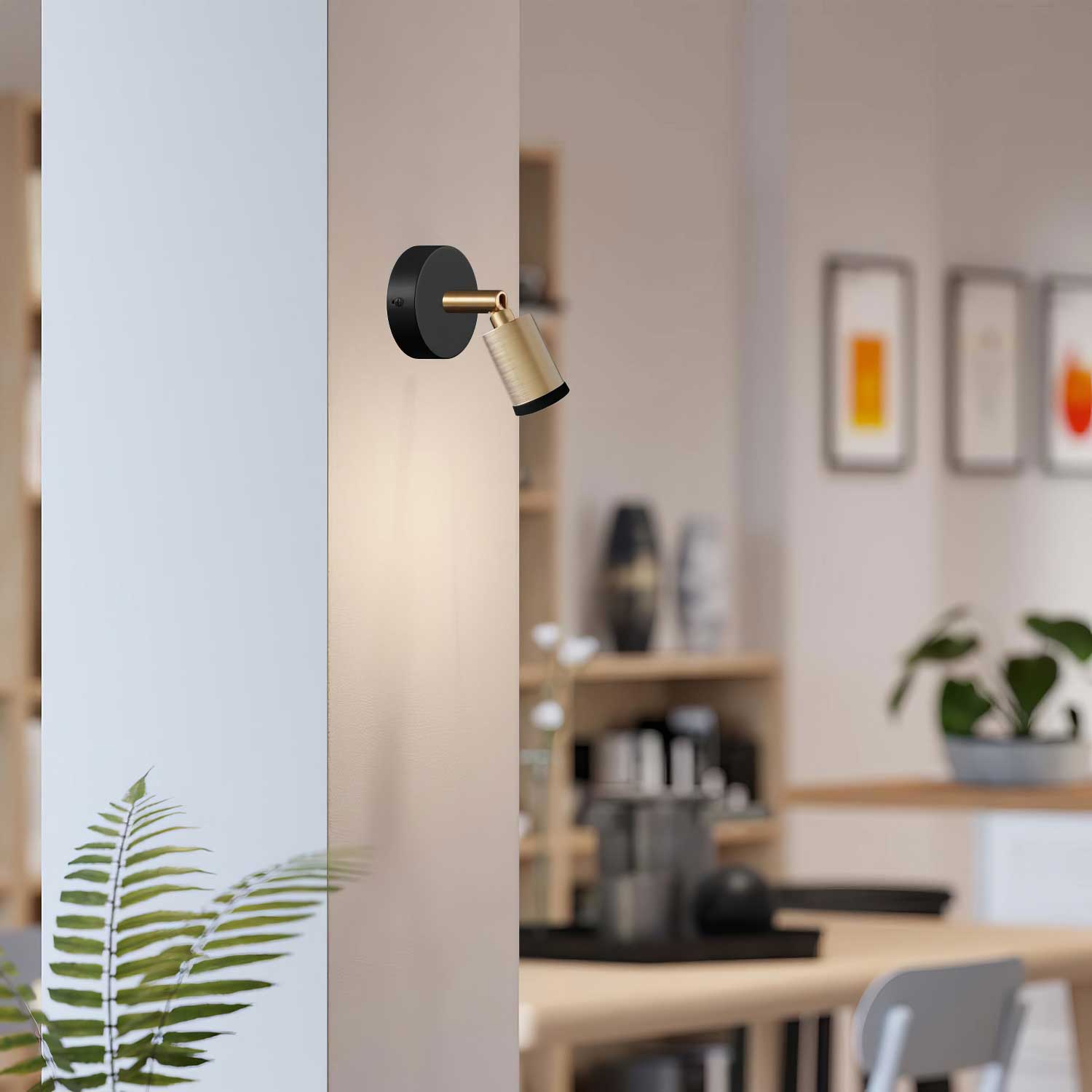 Fermaluce faretto Mini Spotlight GU1d0, lampada orientabile da parete o soffitto con snodo - Bronzo satinato
