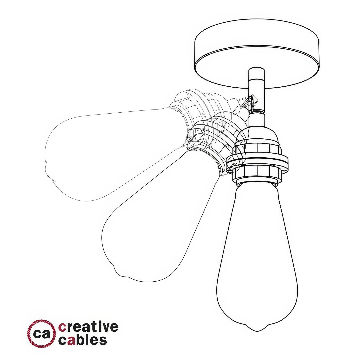 Fermaluce Metallo 90° con portalampada filettato E27, punto luce in metallo orientabile - Cromo
