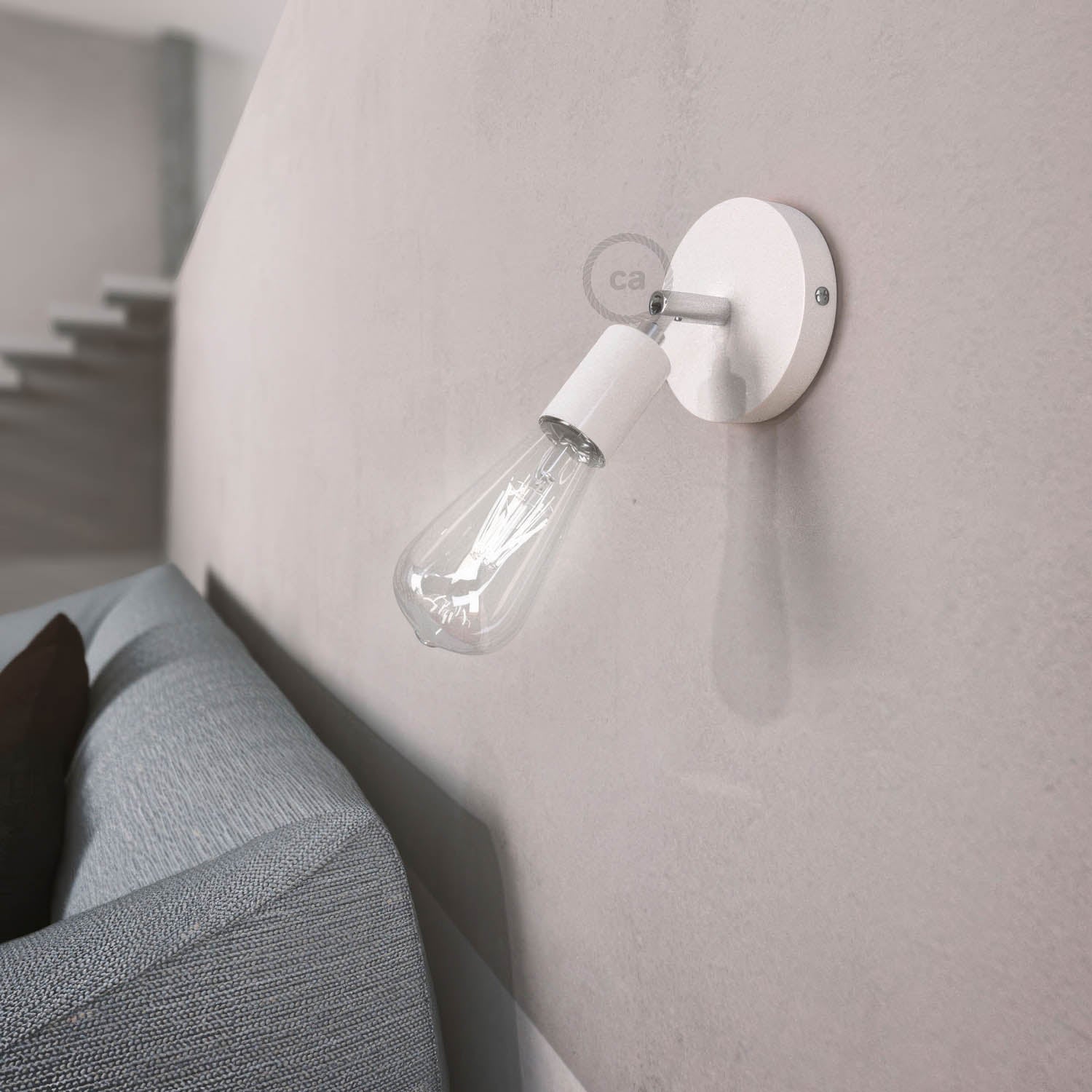 Fermaluce Metallo 90°, punto luce orientabile da parete o soffitto - Bianco opaco