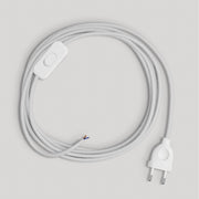 Cablaggio per lampada con cavo bianco in cotone 1,80 m Bianco