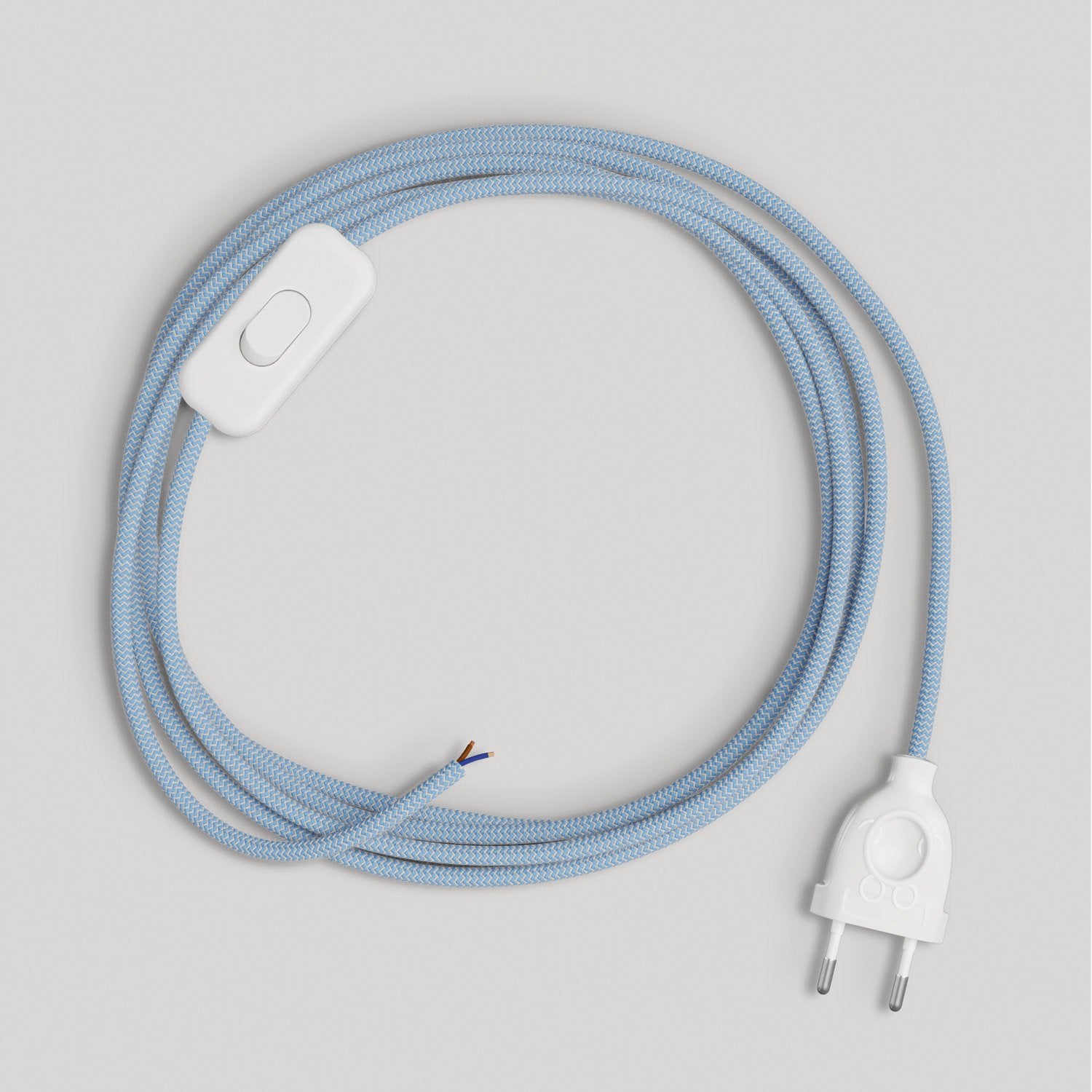 Cablaggio per lampada con cavo blu Steward in cotone 1,80 m Bianco