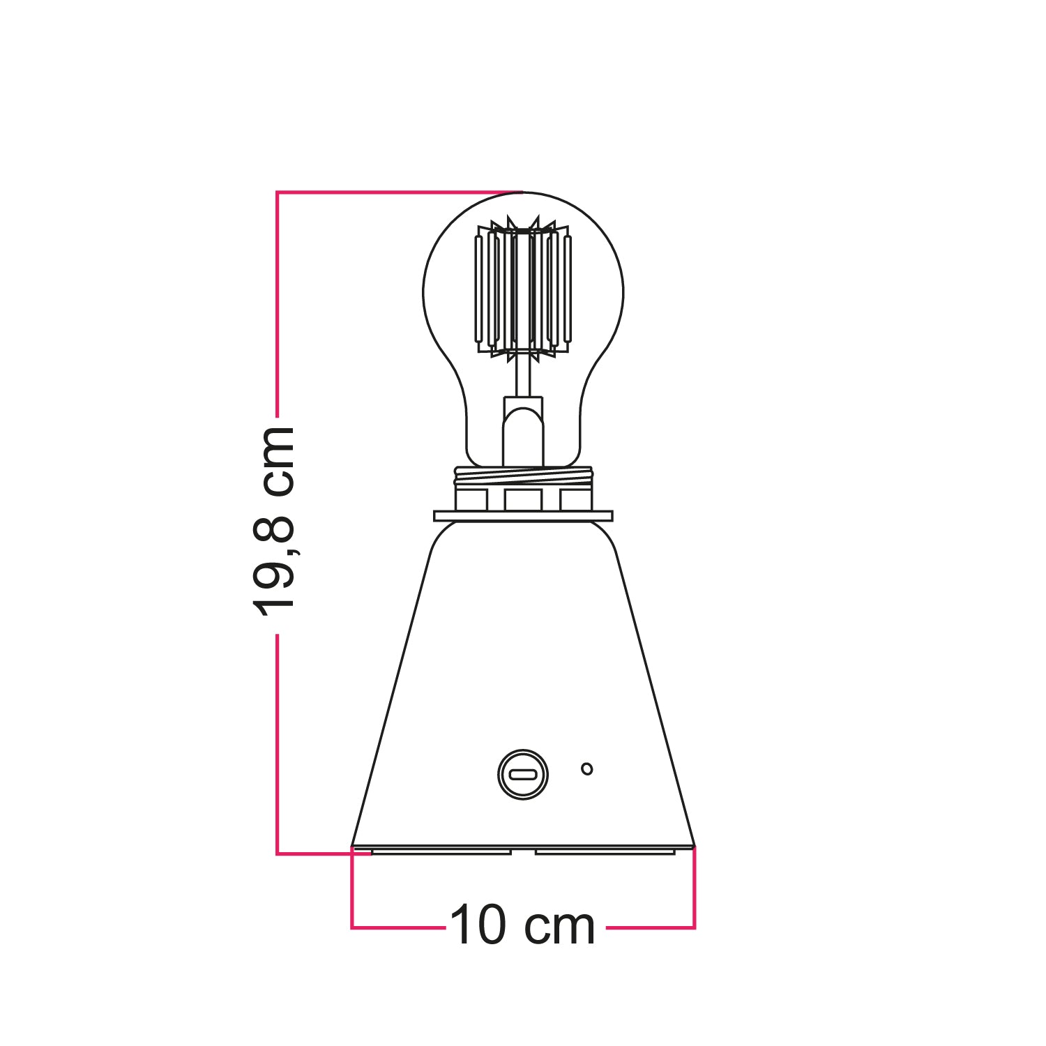 Lampada portatile ricaricabile Cabless11 con lampadina a goccia e predisposizione per paralume - Neutro