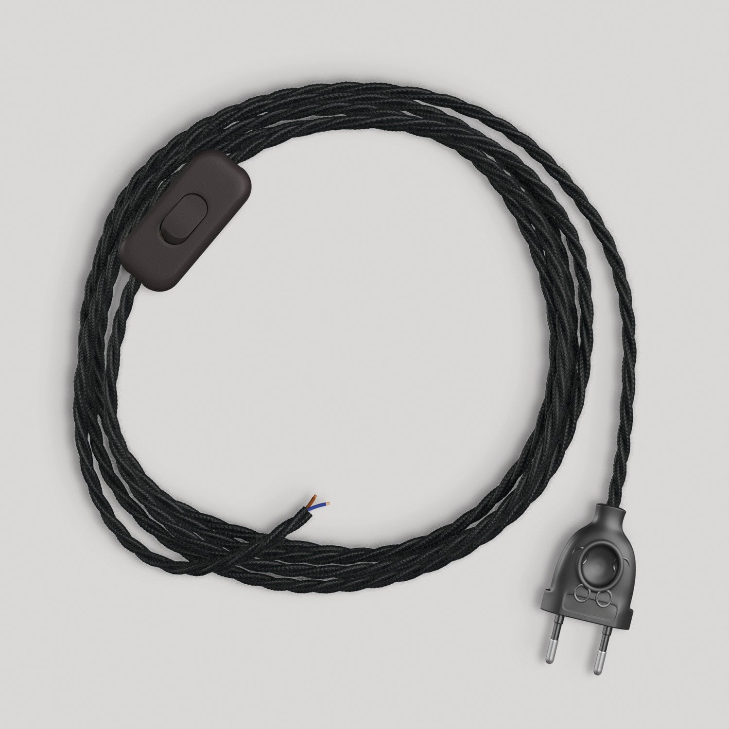 Cablaggio per lampada con cavo nero trecciato 1,80 m Nero