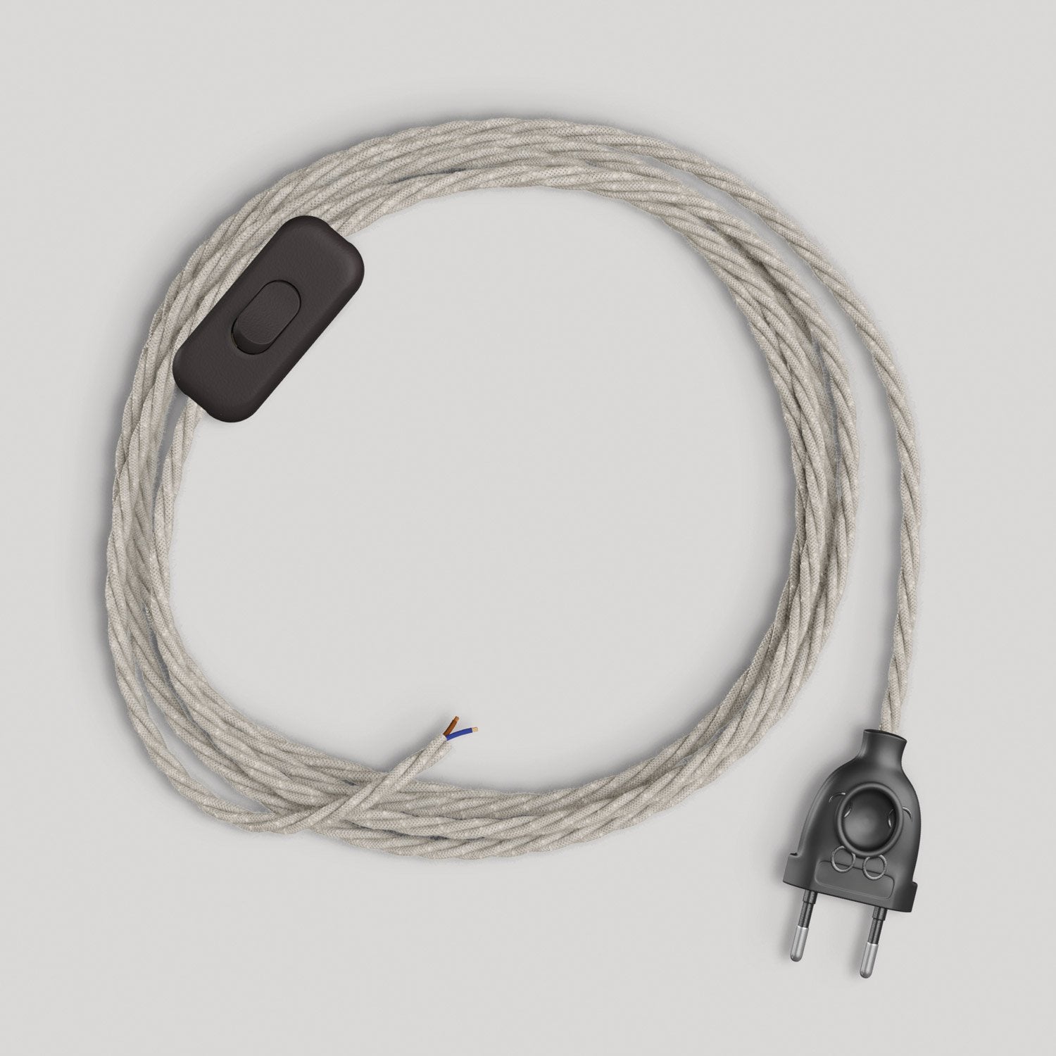 Cablaggio per lampada con cavo bianco trecciato 1,80 m Nero