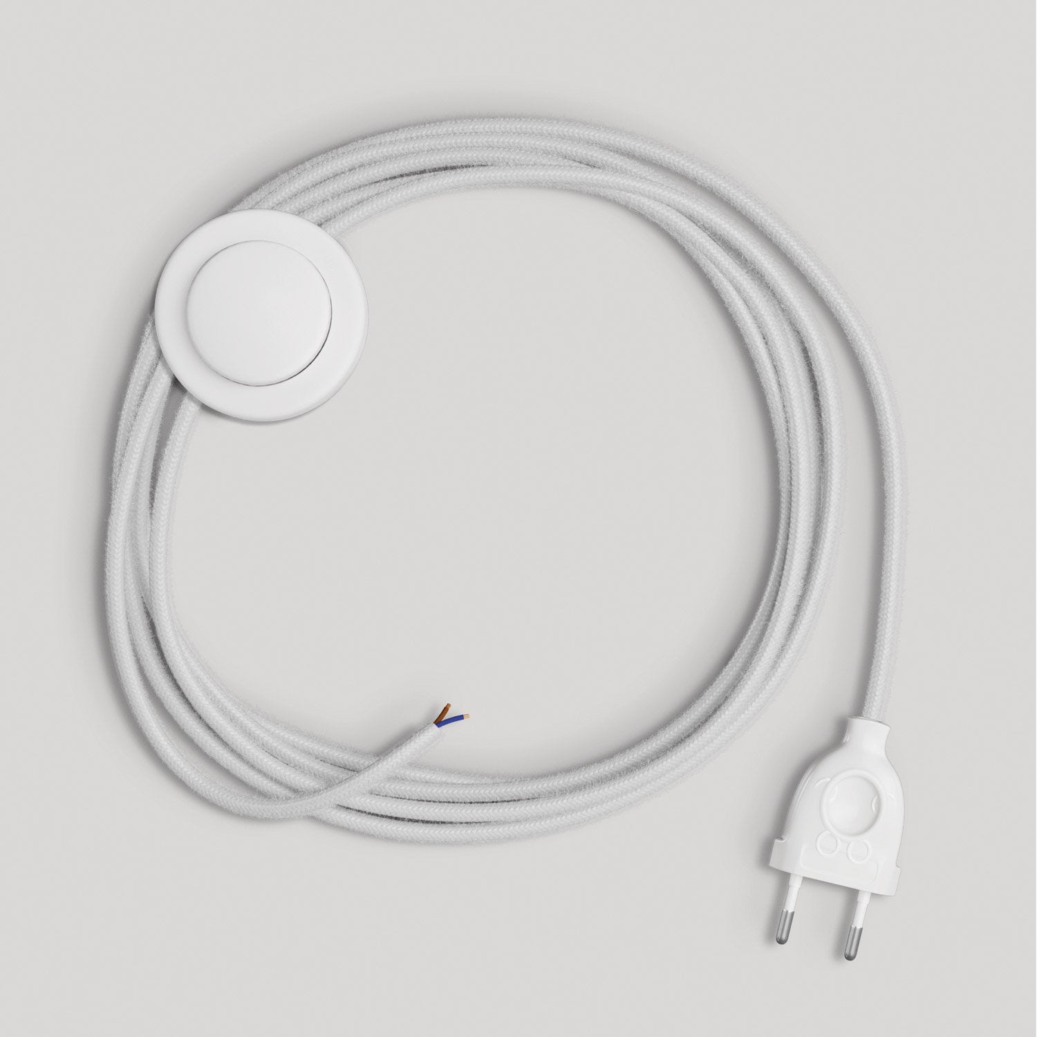Cablaggio per lampada con cavo bianco in cotone 3 m Bianco