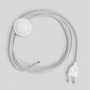 Cablaggio per lampada con cavo bianco in cotone 3 m Bianco
