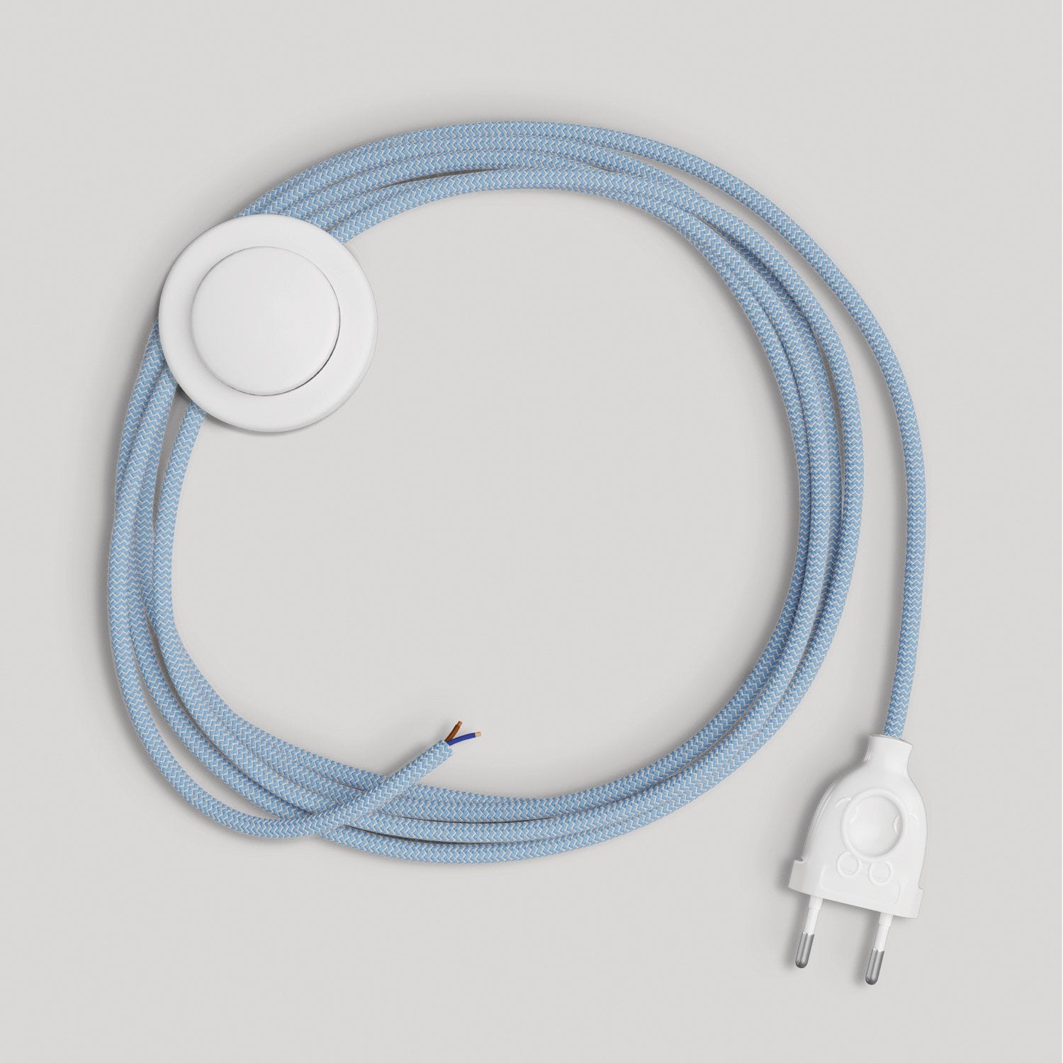 Cablaggio per lampada con cavo blu Steward in cotone 3 m Bianco