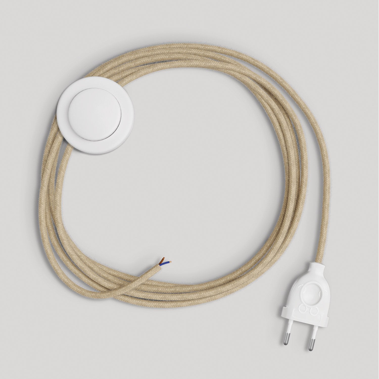 Cablaggio per lampada con cavo neutro in juta 3 m Bianco