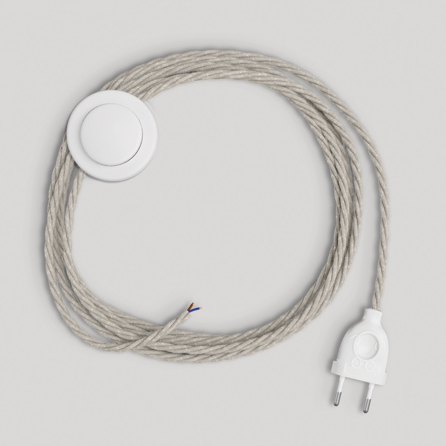 Cablaggio per lampada con cavo bianco trecciato 3 m Bianco