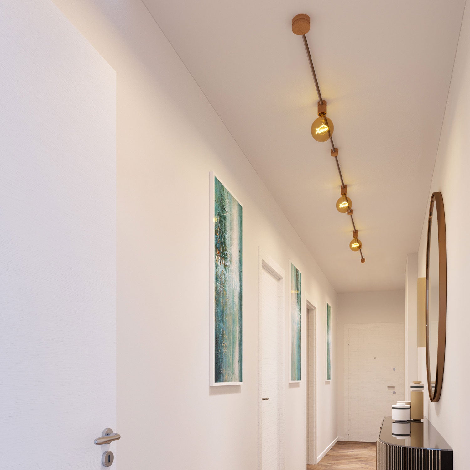 Sistema Filé Linear Kit - con cavo CM27 di 5 m per catenaria e 7 componenti in legno per interni