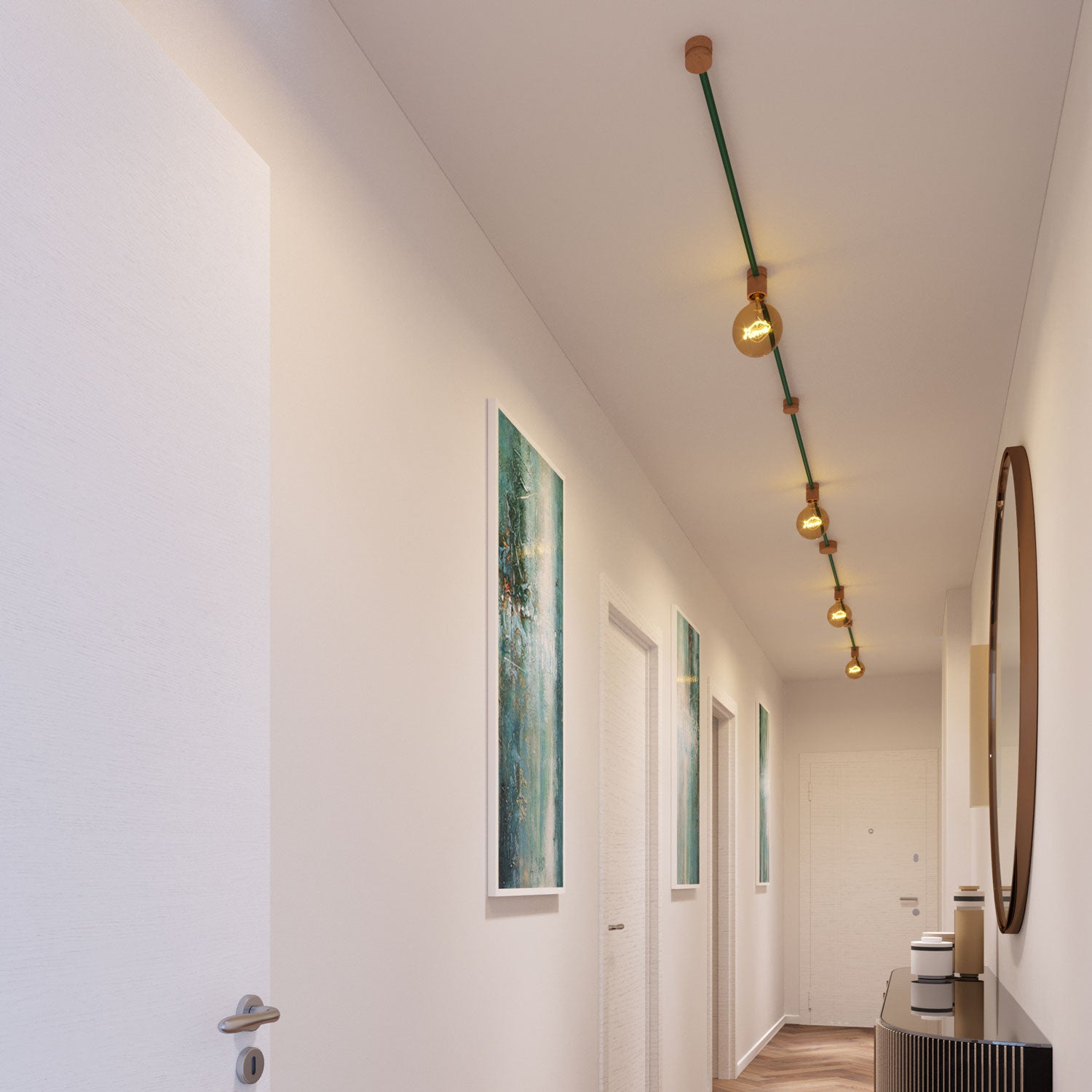 Sistema Filé Symmetric Kit - con cavo CM21 di 5 m per catenaria e 9 componenti in legno per interni