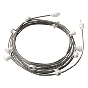 Catenaria Sistema Lumet da 12,5 m con cavo tessile ECC37, 10 portalampada, gancio e spina bianchi