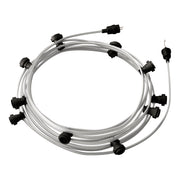 Catenaria Sistema Lumet da 12,5 m con cavo tessile CM02, 10 portalampada, gancio e spina neri