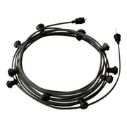 Catenaria Sistema Lumet da 12,5 m con cavo tessile CM03, 10 portalampada, gancio e spina neri