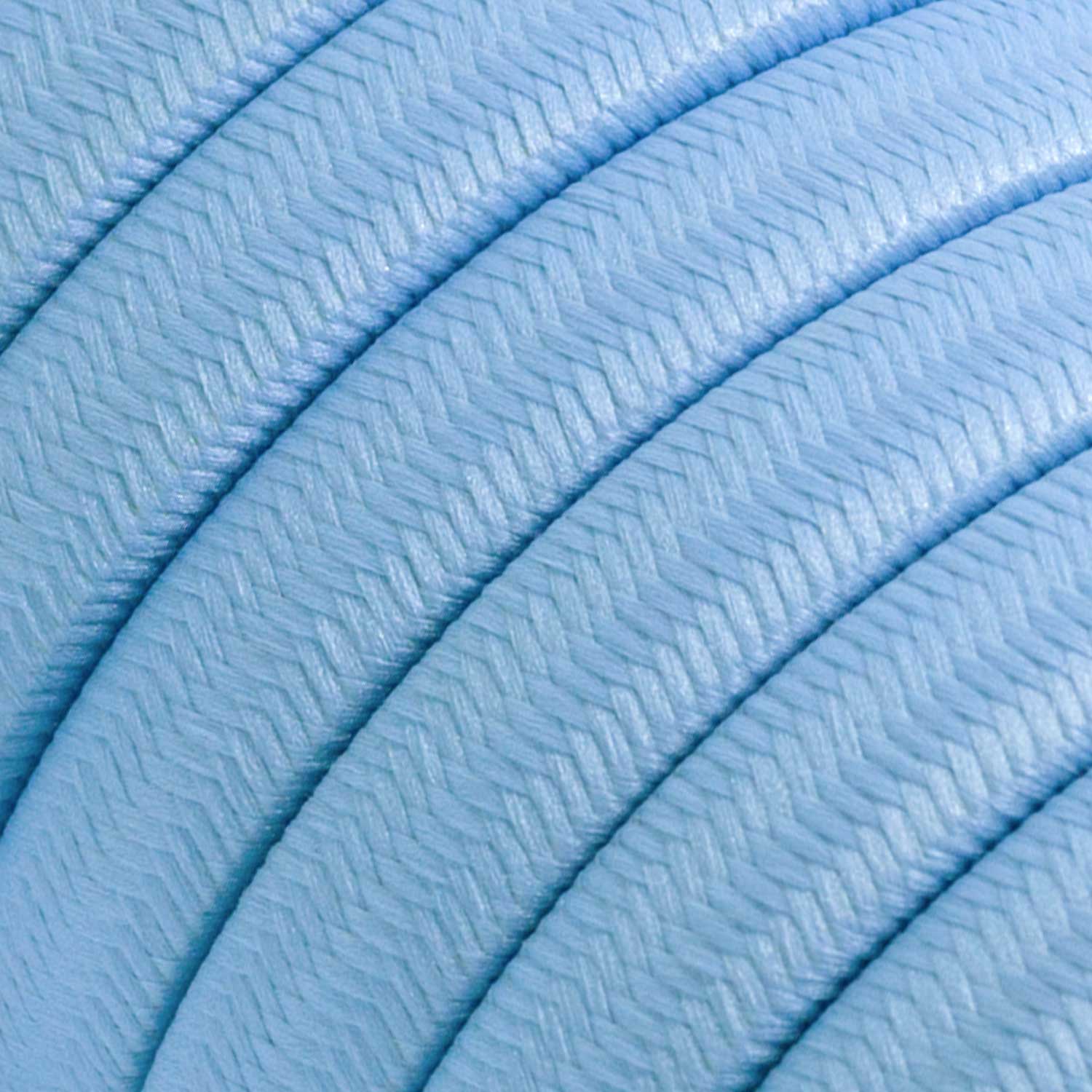 Catenaria Sistema Lumet 'Maioliche' da 7,5 m con cavo tessile, 5 portalampada e paralumi Blu, gancio e spina nera