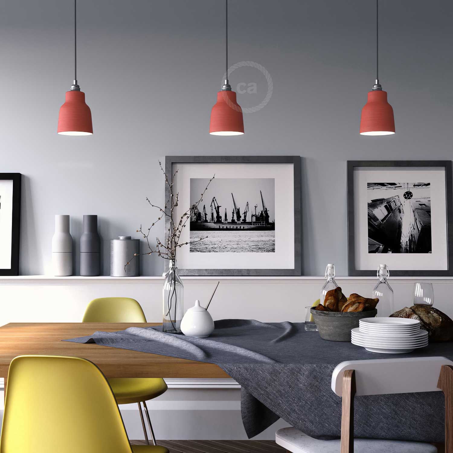 Paralume Vaso in ceramica, collezione Materia - Made in Italy - Corallo striato