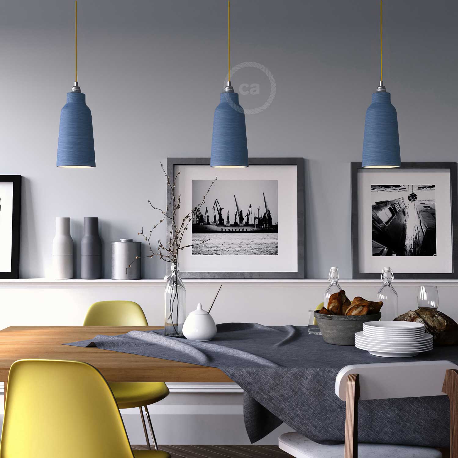 Paralume Bottiglia in ceramica, collezione Materia - Made in Italy - Avion striato