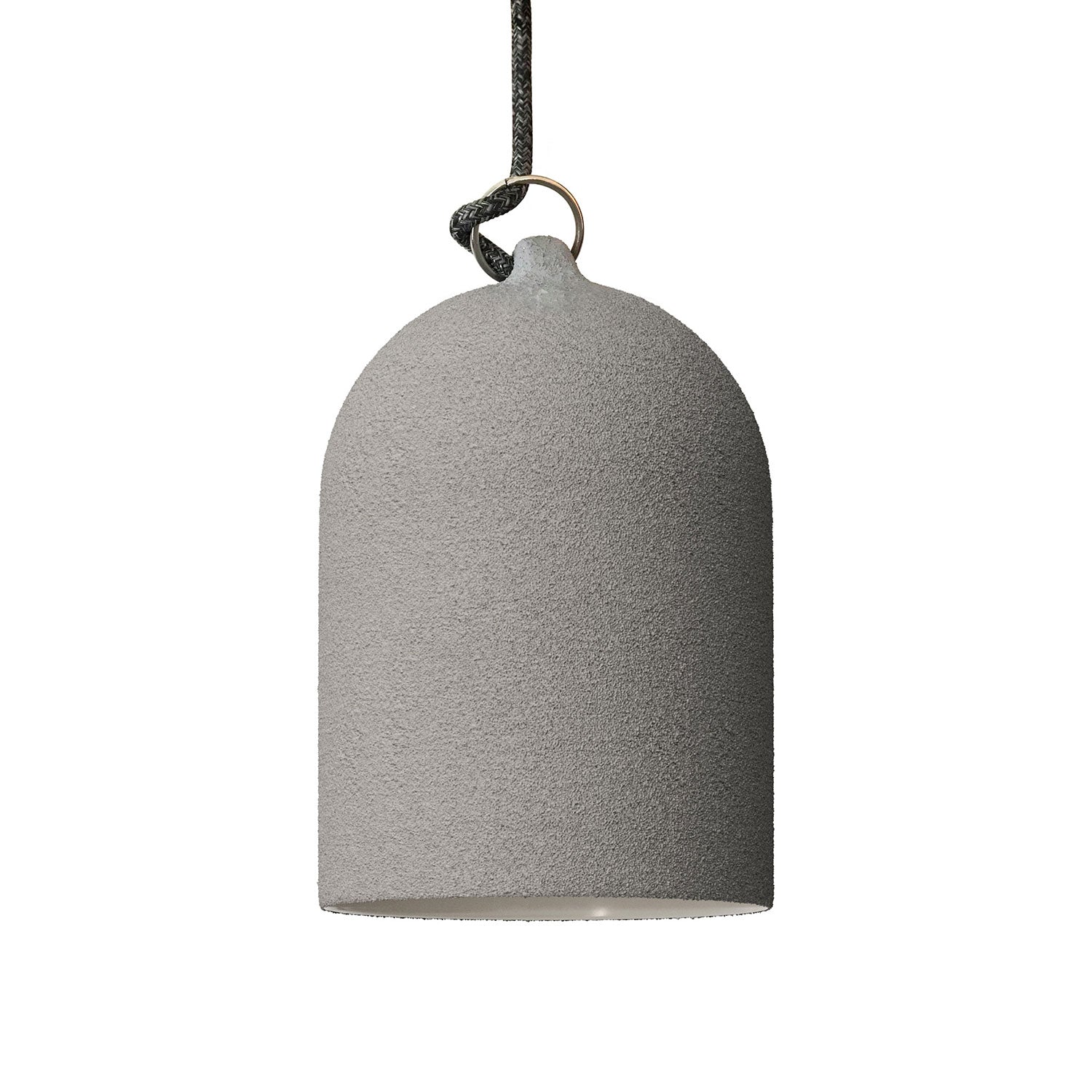 Campana Mini, paralume XS in ceramica per sospensione - Made in Italy - Effetto cemento